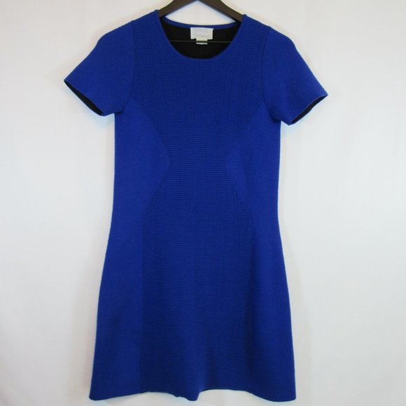 M. Patmos Cobalt Blue Knit Wool Stretch Pullover Dress - Picture 4 of 14
